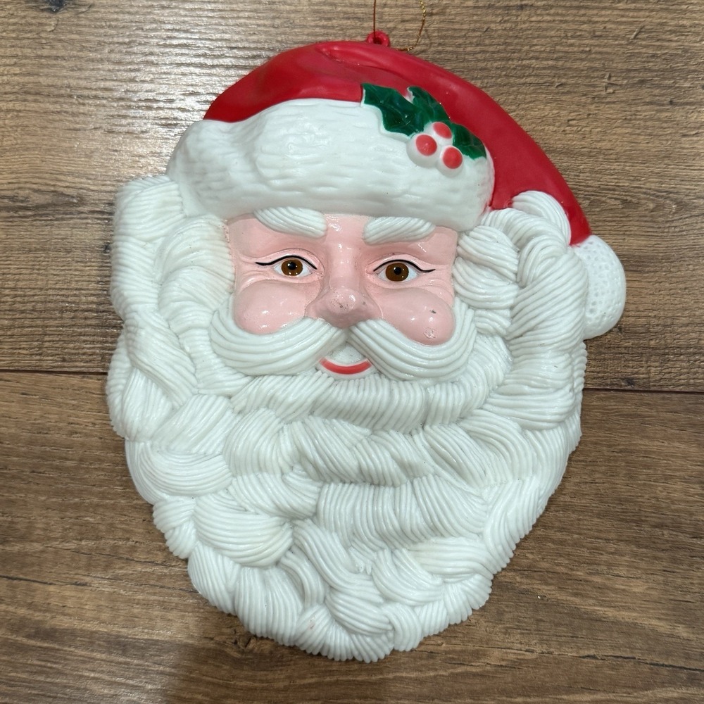 Santa Face Wall Vintage Hard Plastic Christmas Decoration‎ Vtg Blow Mold